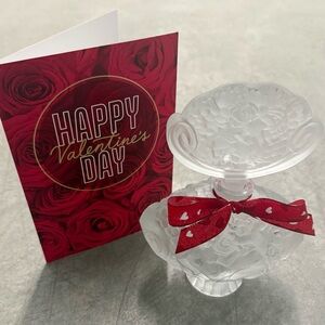 Vintage Frosted 2 Piece Perfume Bottle with Cherub and Woman 7-1/2” H x 5-1/2” W